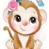 Cute Little Monkey With Flower paint by numbers