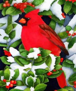 Cute Red Cardinal Bird paint by numbers