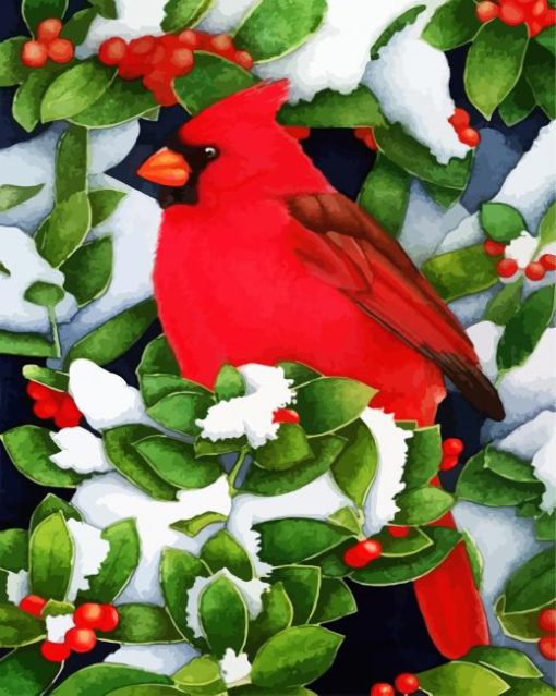 Cute Red Cardinal Bird paint by numbers