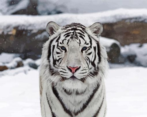 Cute White Tiger Animal paint by numbers