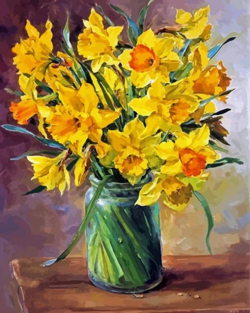 Daffodils Glass Vase paint by numbers