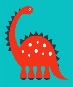 Adorable Red Diplodocus Dinosaur paint by numbers