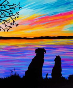 Dog And Cat Silhouette paint by numbers