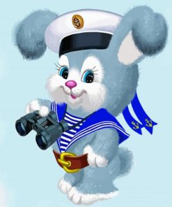 Adorable Grey Bunny Sailor paint by numbers