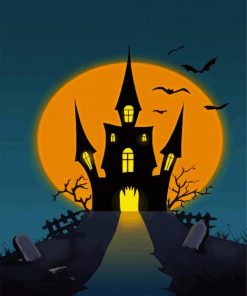 Aesthetic Halloween Scary Castle paint by numbers