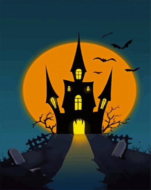 Aesthetic Halloween Scary Castle paint by numbers