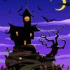 Aesthetic Halloween House Silhouette paint by numbers