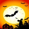 HalloweEen Bats Silhouette paint by numbers