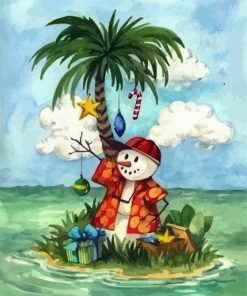 Hawaiian Snowman In Small Island paint by numbers