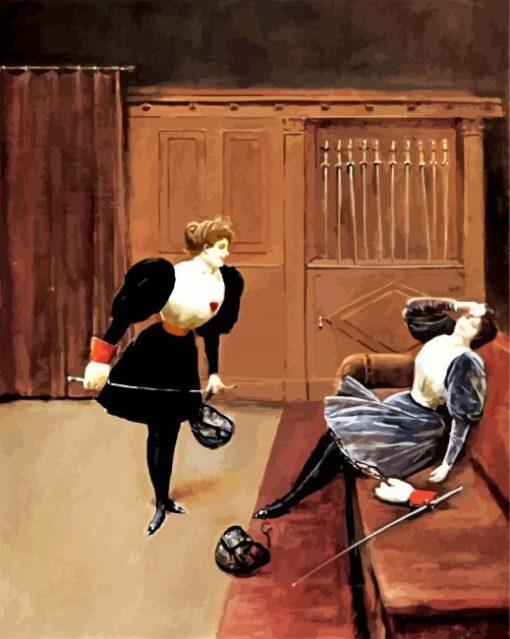 Vintage Jean Beraud Escrimeuse paint by numbers