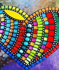 Mosaic Colorful Heart Art paint by numbers