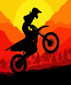 Motocross Sport Silhouette paint by numbers