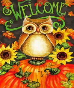 Cute Owls With Pumpkins paint by numbers