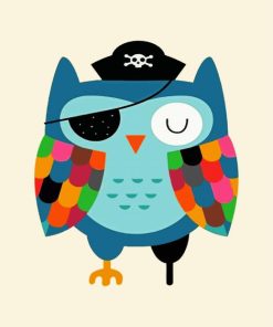 Adorable Blue Pirate Owl paint by numbers