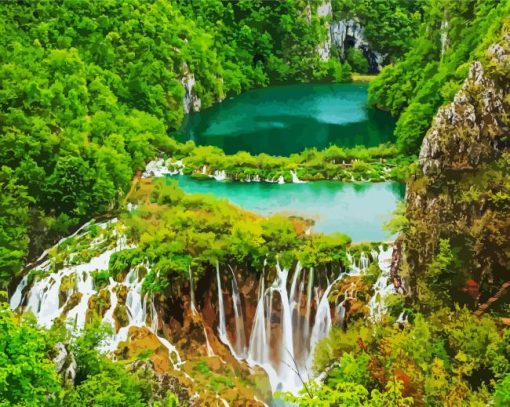 Plitvice Lakes National Park Croatia paint by numbers