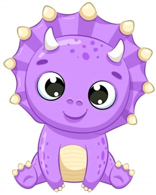 Cute Purple Baby Dinosaur paint by numbers
