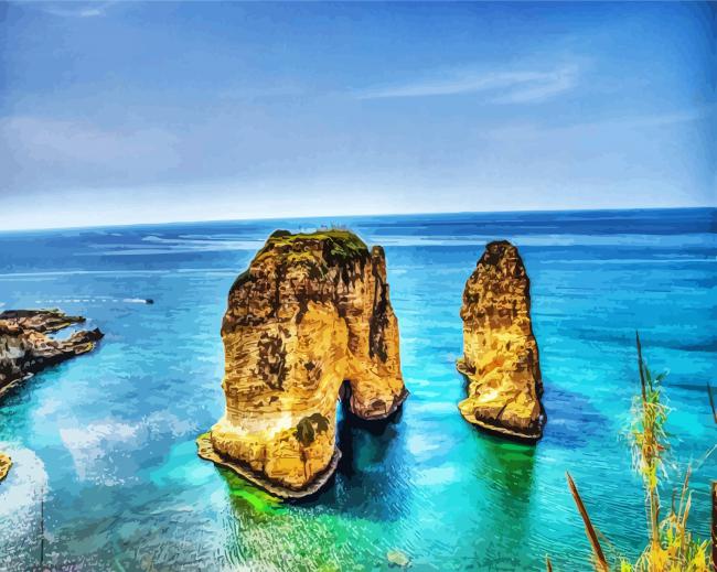 Raouche Rock Beirut paint by numbers
