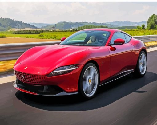 Red Ferrari Roma Car paint by numbers
