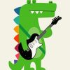 Cute Rock Star Dinosaur paint by numbers