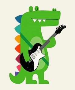 Cute Rock Star Dinosaur paint by numbers