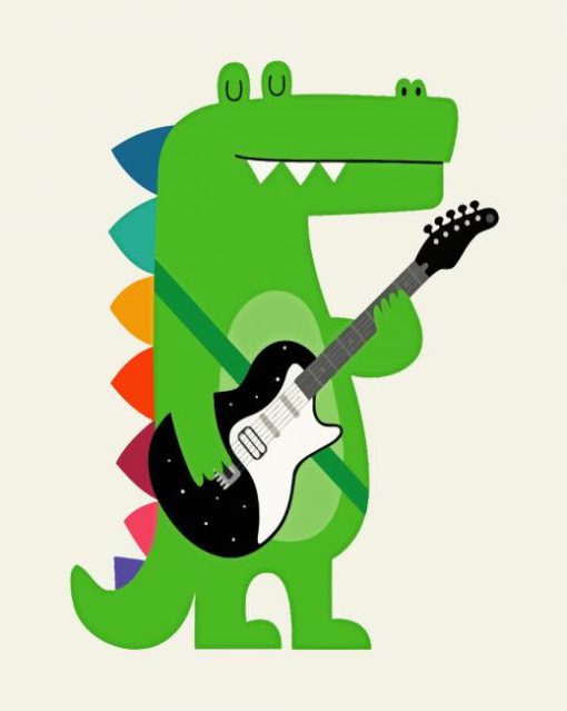 Cute Rock Star Dinosaur paint by numbers