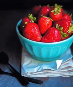 Red Strawberries In Bowl paint by numbers