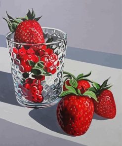 Strawberry In Glass Cup paint y numbers