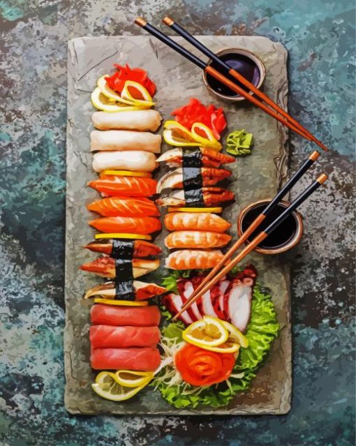 Sushi Asian Food paint by numbers