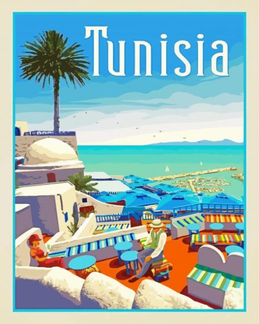 Tunisia Beach Poster paint by numbers