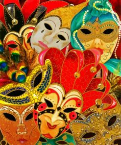 Colorful Venetian Masks paint by numbers