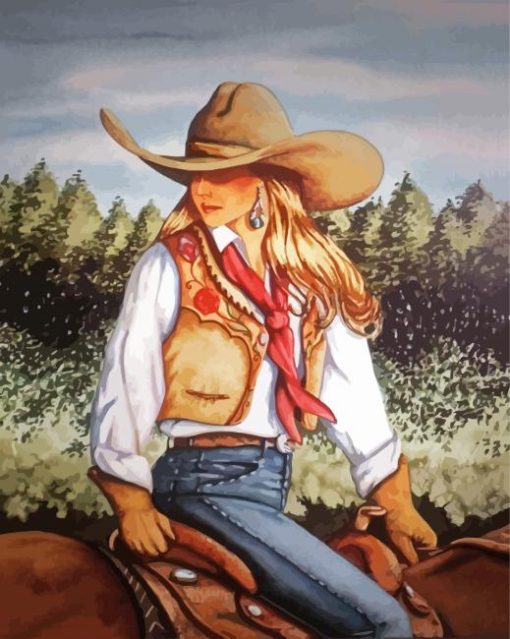 Aesthetic Western Cowgirl paint by numbers