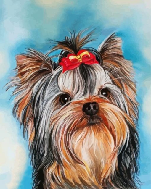 Cute Yorkie Puppy Animal paint by numbers