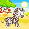 Cute Zebra And Bird paint by numbers