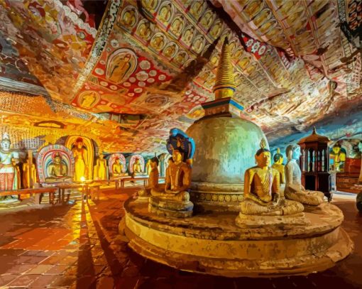 Dambulla Royal Cave Temple And Golden Temple paint by numbers