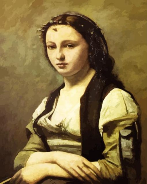 The Woman With a Pearl By Corot paint by number