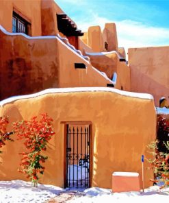 Adobe House And Snow paint by numbers