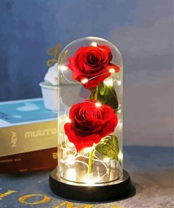 Beauty And The Beast Rose In Glass paint by numbers