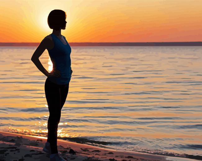 Body Silhouette Sunset Seascape paint by numbers