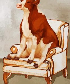 Cow Sitting On A Sofa paint by numbers