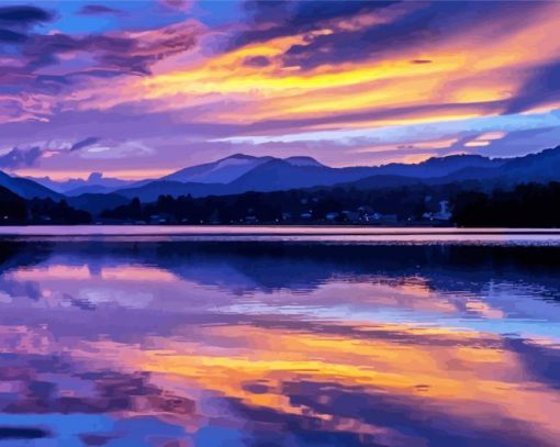 Lake Junaluska Sunset paint by numbers