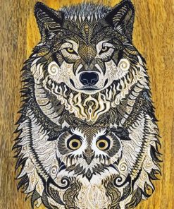 Mandala Owl And Wolf paint by numbers