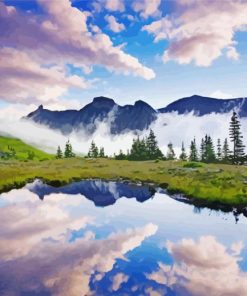 Montana Mountains Water Reflection Landscape paint by numbers