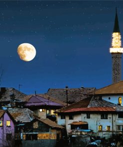 Sarajevo Buildings And Moon paint by numbers