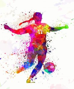 Abstract Girl Playing Soccer paint by numbers