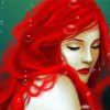 Red Hair Woman In Water paint by numbers