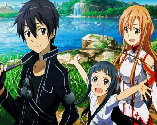 Asuna And Sao Kirito And Yui paint by numbers