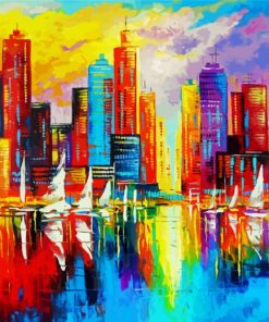 Colorful Abstract Buildings paint by numbers