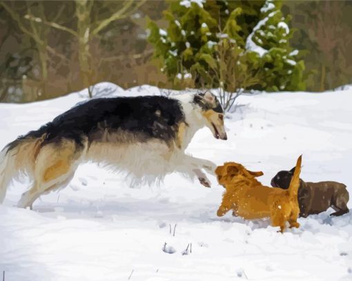 Cute Borzoi Dogs paint by numbers