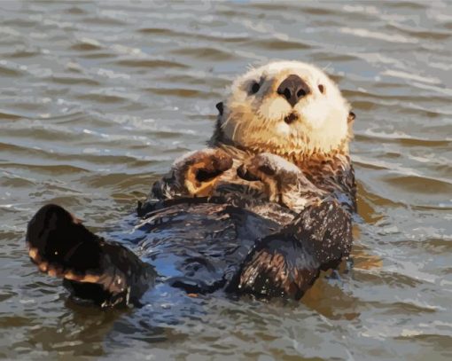 Cute Otter Swiming paint by numbers