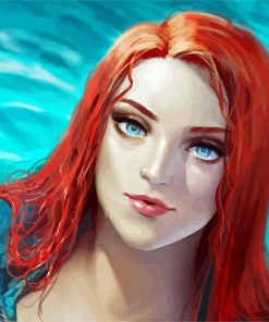 Gorgeous Red Hair Woman In Water paint by numbers